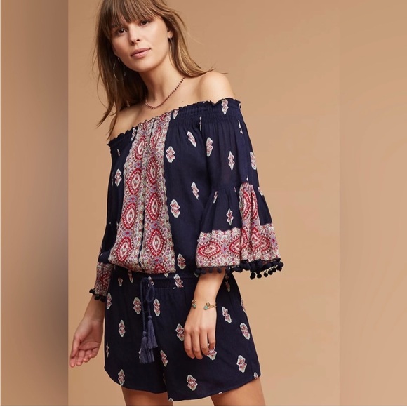 Anthro Off the Shoulder Romper - Picture 1 of 8
